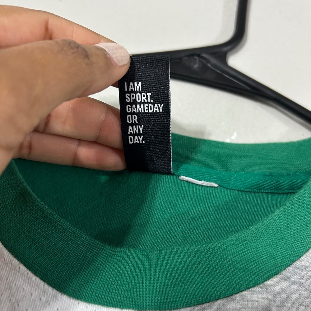 Adidas Colorblock T Shirt Green White Grey Logo Graphic Tee Men's Size Small - Picture 5 of 6